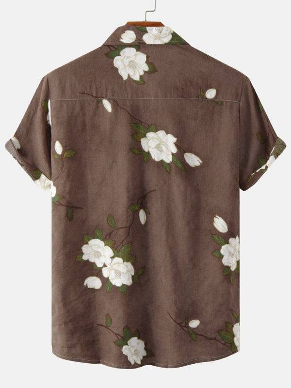 Vibrant Floral Print Short Sleeve Shirt for Men - Perfect for Spring and Summer Adventures