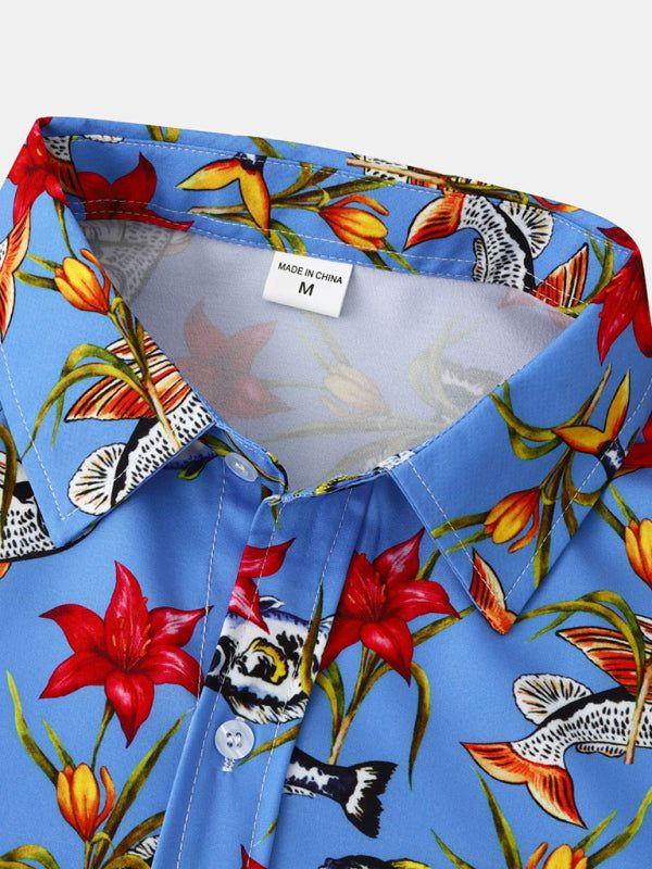 Vibrant Men's Tropical Floral Beach Shirt for Effortless Summer Style