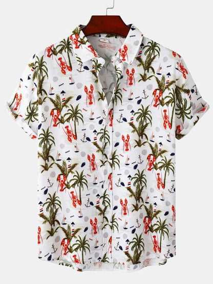 Vibrant Men's Tropical Floral Beach Shirt for Effortless Summer Style