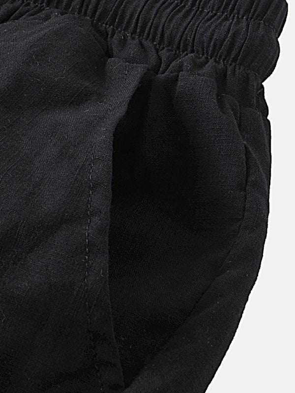 Korean Style Men’s Cotton-Linen Beach Pants - Lightweight Solid Color Casual Trousers for Effortless Summer Style