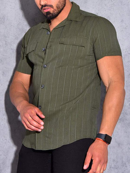 Elevate Your Casual Look: Men's Versatile Short-Sleeve Solid Color Cardigan T-Shirt