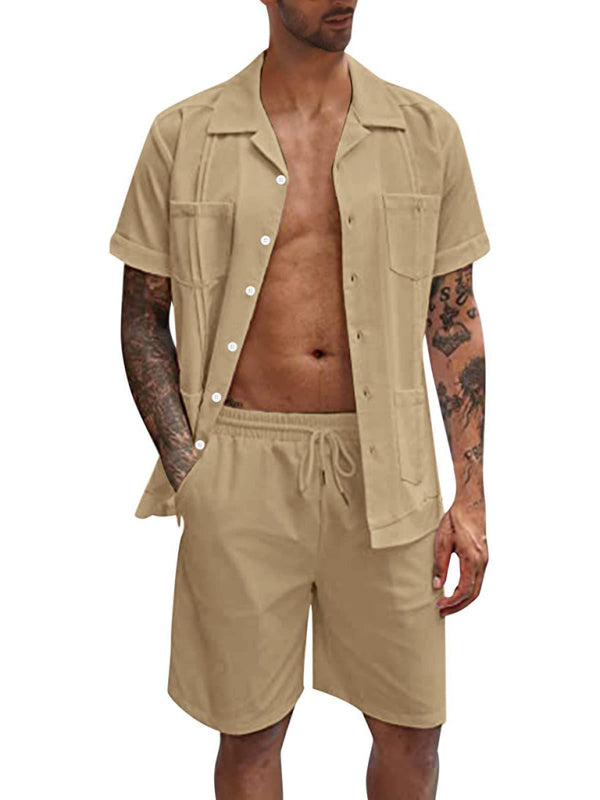 Elevate Your Casual Style with Our Men's Linen Sports Shirt and Shorts Set