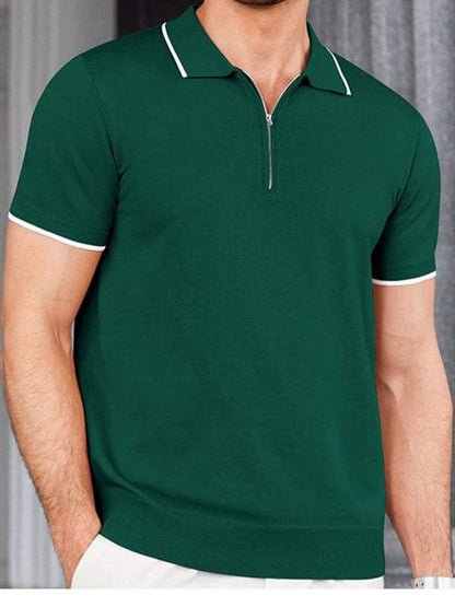 Elevate Your Style: Versatile Zipper Knit Polo Sweater for Casual Business Wear