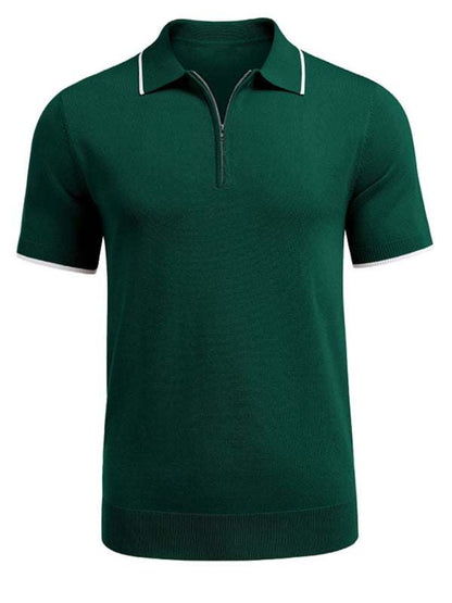 Elevate Your Style: Versatile Zipper Knit Polo Sweater for Casual Business Wear