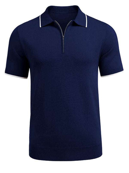 Elevate Your Style: Versatile Zipper Knit Polo Sweater for Casual Business Wear