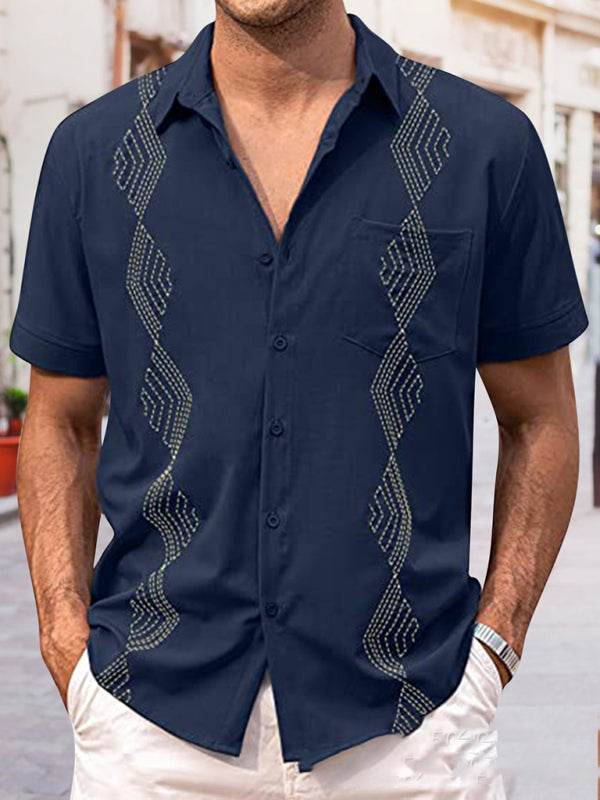 Chic British Slim Fit Short Sleeve Lapel Shirt for Youth - Perfect for Spring-Summer Style!