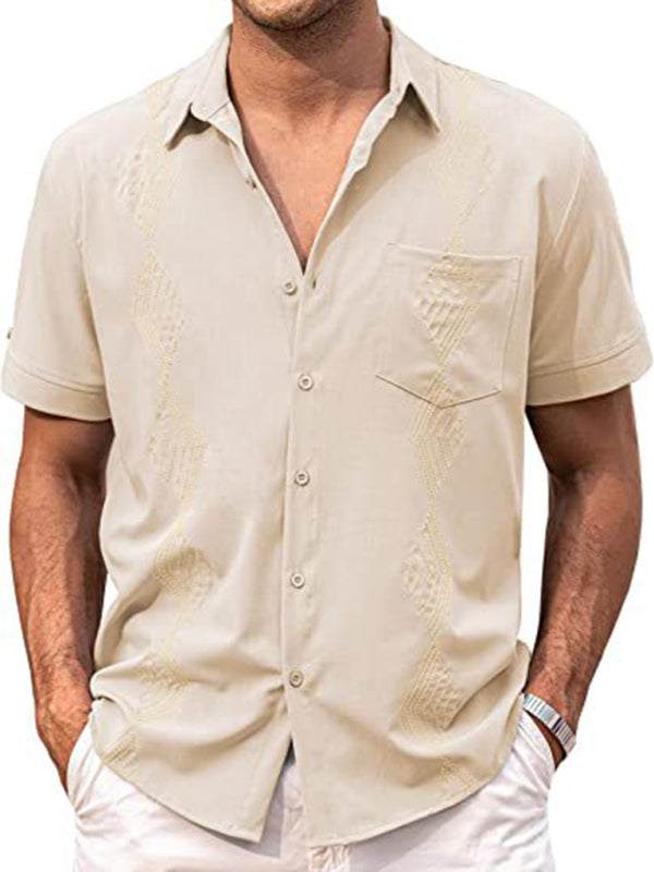 Chic British Slim Fit Short Sleeve Lapel Shirt for Youth - Perfect for Spring-Summer Style!