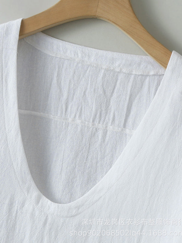 Men's Premium Washed Water Cotton V Neck Long Sleeve T-Shirt