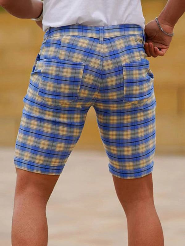 Stylish Men's Plus Size Slim Fit Plaid Shorts for Casual Spring-Summer Vibes