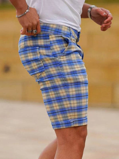 Stylish Men's Plus Size Slim Fit Plaid Shorts for Casual Spring-Summer Vibes