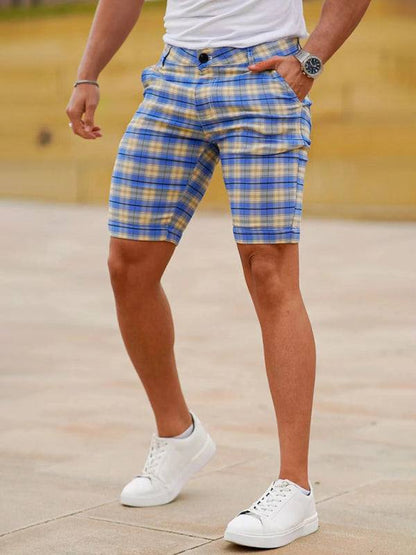 Stylish Men's Plus Size Slim Fit Plaid Shorts for Casual Spring-Summer Vibes