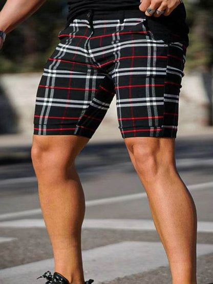 Stylish Men's Plus Size Slim Fit Plaid Shorts for Casual Spring-Summer Vibes