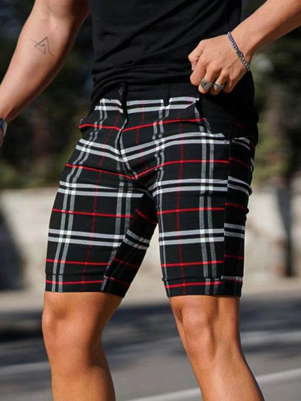 Stylish Men's Plus Size Slim Fit Plaid Shorts for Casual Spring-Summer Vibes