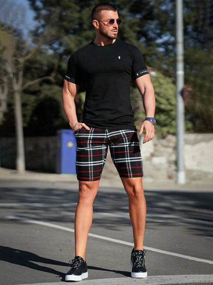 Stylish Men's Plus Size Slim Fit Plaid Shorts for Casual Spring-Summer Vibes