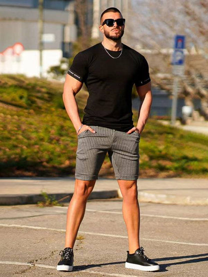 Stylish Men's Plus Size Slim Fit Plaid Shorts for Casual Spring-Summer Vibes