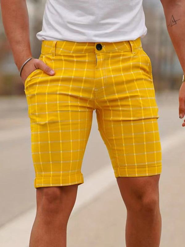 Stylish Men's Plus Size Slim Fit Plaid Shorts for Casual Spring-Summer Vibes