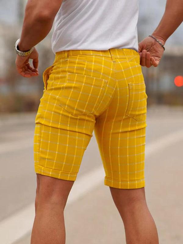 Stylish Men's Plus Size Slim Fit Plaid Shorts for Casual Spring-Summer Vibes