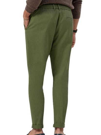 Stylish Men's Solid Color Straight-Leg Business Casual Trousers for Effortless Elegance