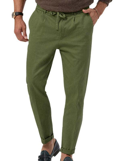 Stylish Men's Solid Color Straight-Leg Business Casual Trousers for Effortless Elegance