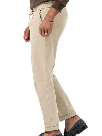 Stylish Men's Solid Color Straight-Leg Business Casual Trousers for Effortless Elegance