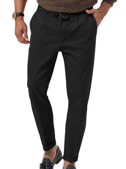 Stylish Men's Solid Color Straight-Leg Business Casual Trousers for Effortless Elegance