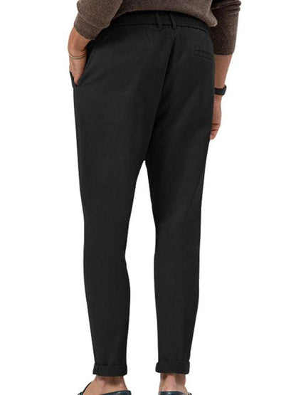 Stylish Men's Solid Color Straight-Leg Business Casual Trousers for Effortless Elegance