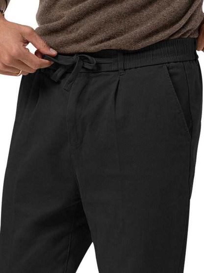 Stylish Men's Solid Color Straight-Leg Business Casual Trousers for Effortless Elegance