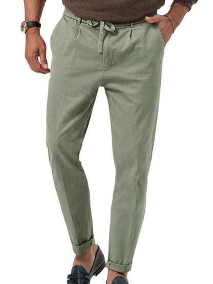 Stylish Men's Solid Color Straight-Leg Business Casual Trousers for Effortless Elegance