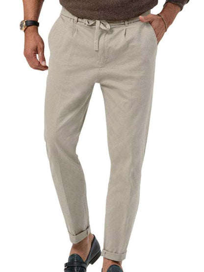 Stylish Men's Solid Color Straight-Leg Business Casual Trousers for Effortless Elegance