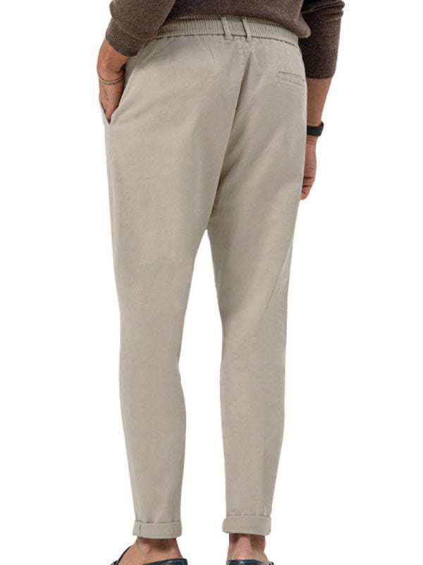 Stylish Men's Solid Color Straight-Leg Business Casual Trousers for Effortless Elegance