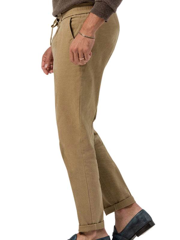 Stylish Men's Solid Color Straight-Leg Business Casual Trousers for Effortless Elegance