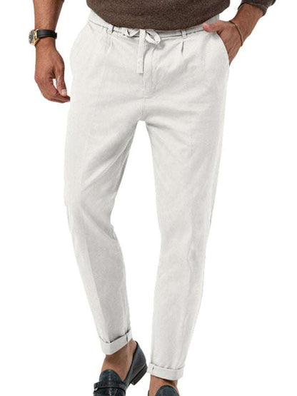 Stylish Men's Solid Color Straight-Leg Business Casual Trousers for Effortless Elegance