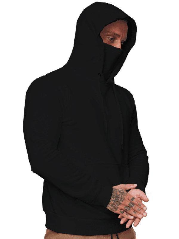 Men's Hooded Sweatshirt with Mask - Stylish Long Sleeve Comfort for Spring-Summer