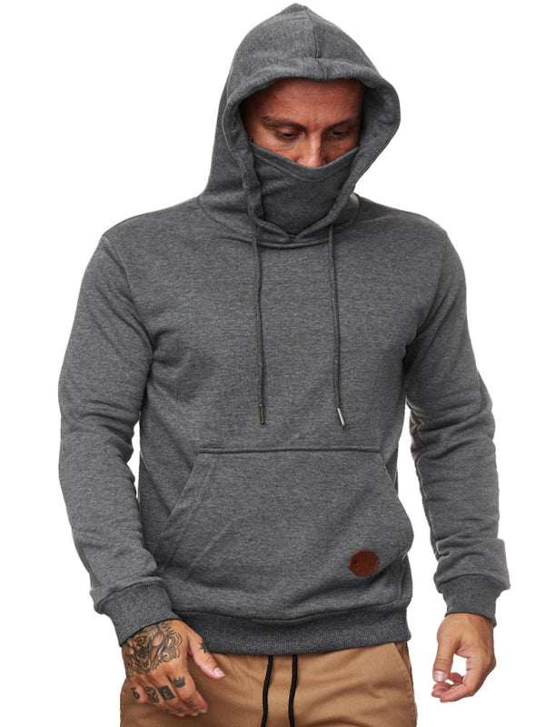 Men's Hooded Sweatshirt with Mask - Stylish Long Sleeve Comfort for Spring-Summer