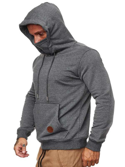 Men's Hooded Sweatshirt with Mask - Stylish Long Sleeve Comfort for Spring-Summer