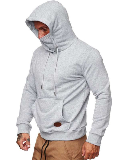 Men's Hooded Sweatshirt with Mask - Stylish Long Sleeve Comfort for Spring-Summer