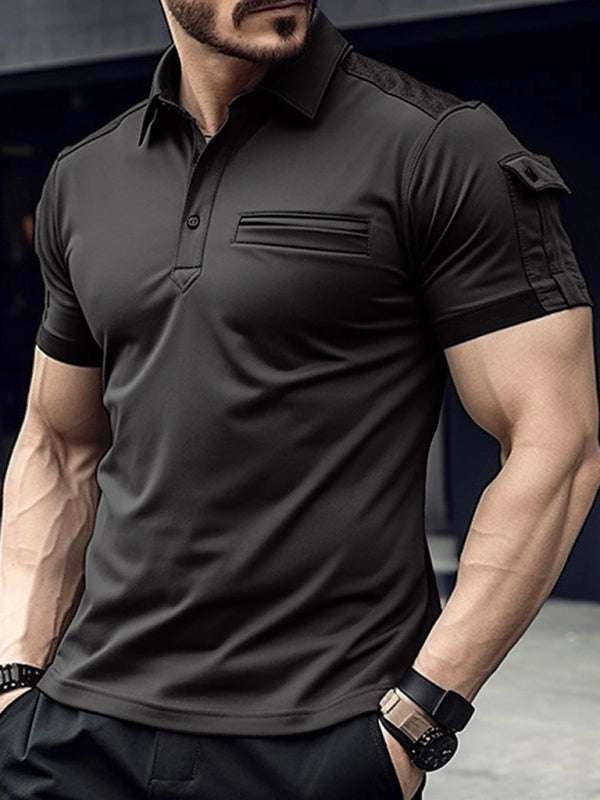 Elevate Your Style: Men's Muscle Fit Sports Polo Shirt with Pocket Design