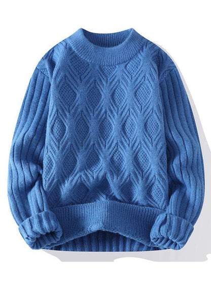 Stylish Men's Relaxed Fit Round Neck Knit Sweater for Effortless Fall Fashion