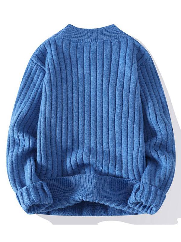 Stylish Men's Relaxed Fit Round Neck Knit Sweater for Effortless Fall Fashion