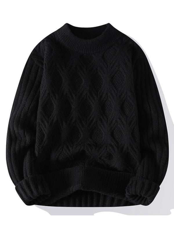 Stylish Men's Relaxed Fit Round Neck Knit Sweater for Effortless Fall Fashion