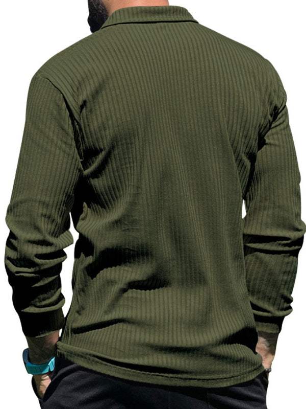 Sleek Men's Slim Fit Long Sleeve Polo T-Shirt - Sporty Lapel Style for Effortless Confidence