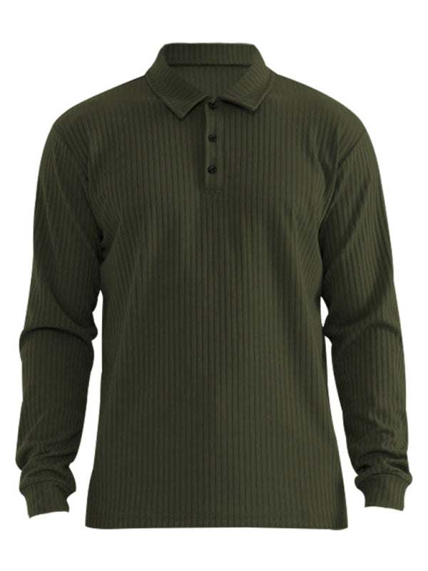 Sleek Men's Slim Fit Long Sleeve Polo T-Shirt - Sporty Lapel Style for Effortless Confidence