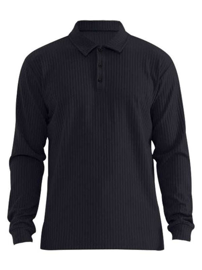 Sleek Men's Slim Fit Long Sleeve Polo T-Shirt - Sporty Lapel Style for Effortless Confidence