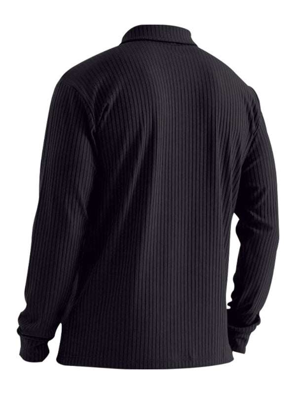 Sleek Men's Slim Fit Long Sleeve Polo T-Shirt - Sporty Lapel Style for Effortless Confidence