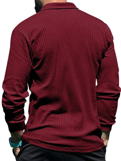 Sleek Men's Slim Fit Long Sleeve Polo T-Shirt - Sporty Lapel Style for Effortless Confidence