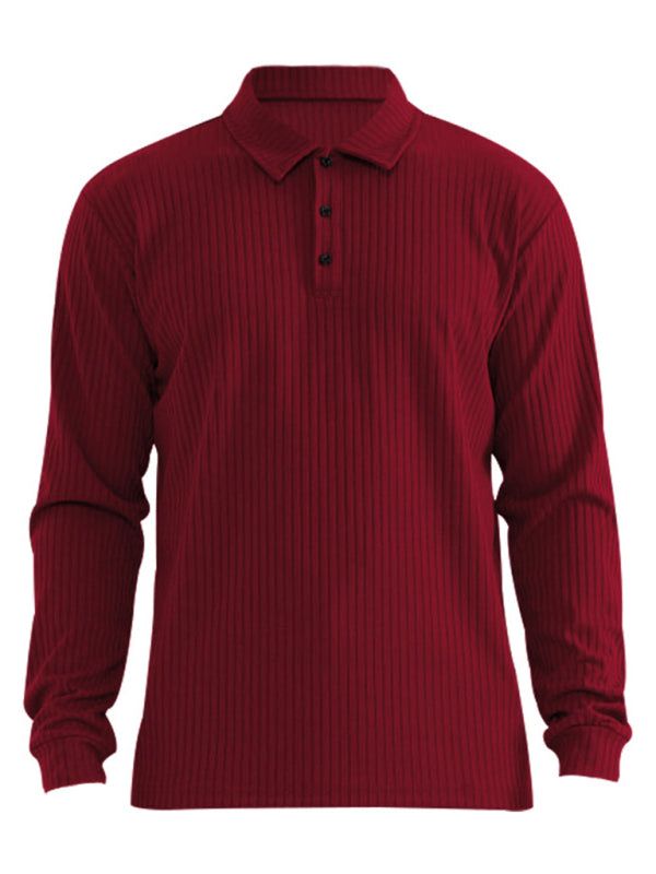 Sleek Men's Slim Fit Long Sleeve Polo T-Shirt - Sporty Lapel Style for Effortless Confidence