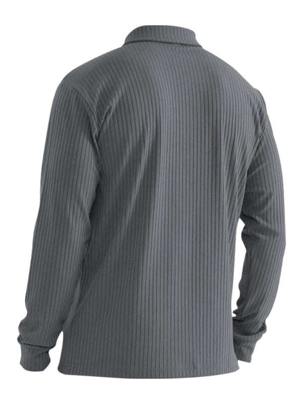 Sleek Men's Slim Fit Long Sleeve Polo T-Shirt - Sporty Lapel Style for Effortless Confidence