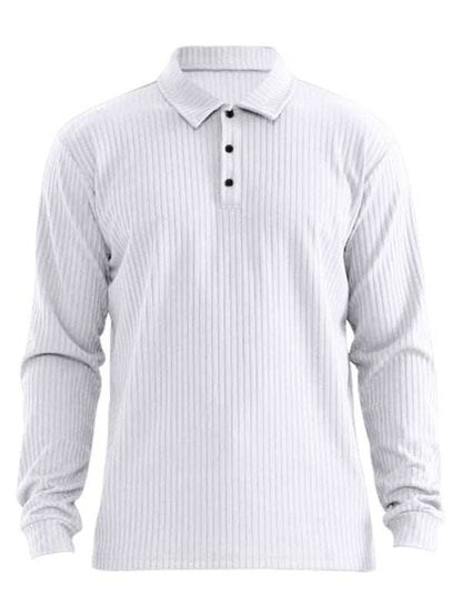 Sleek Men's Slim Fit Long Sleeve Polo T-Shirt - Sporty Lapel Style for Effortless Confidence