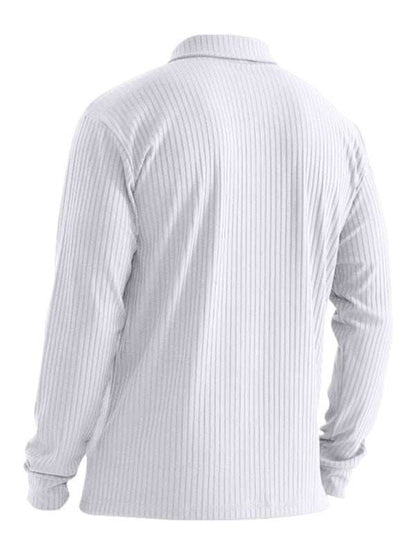 Sleek Men's Slim Fit Long Sleeve Polo T-Shirt - Sporty Lapel Style for Effortless Confidence