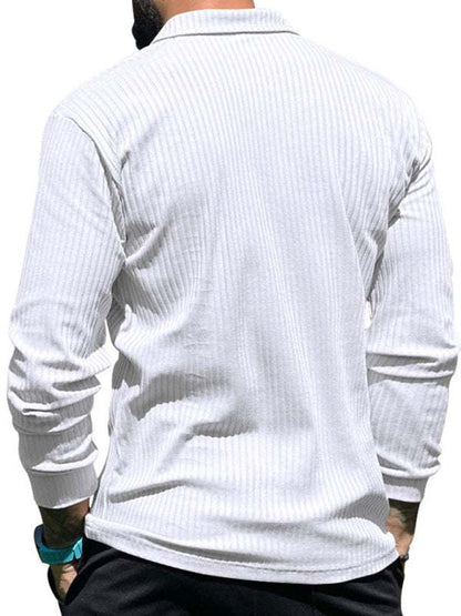 Sleek Men's Slim Fit Long Sleeve Polo T-Shirt - Sporty Lapel Style for Effortless Confidence